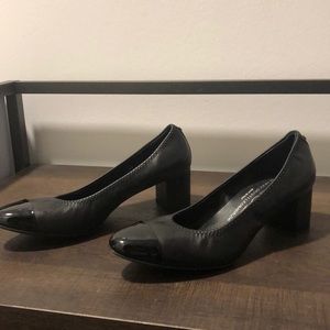 AGL black leather with shiny black toe.